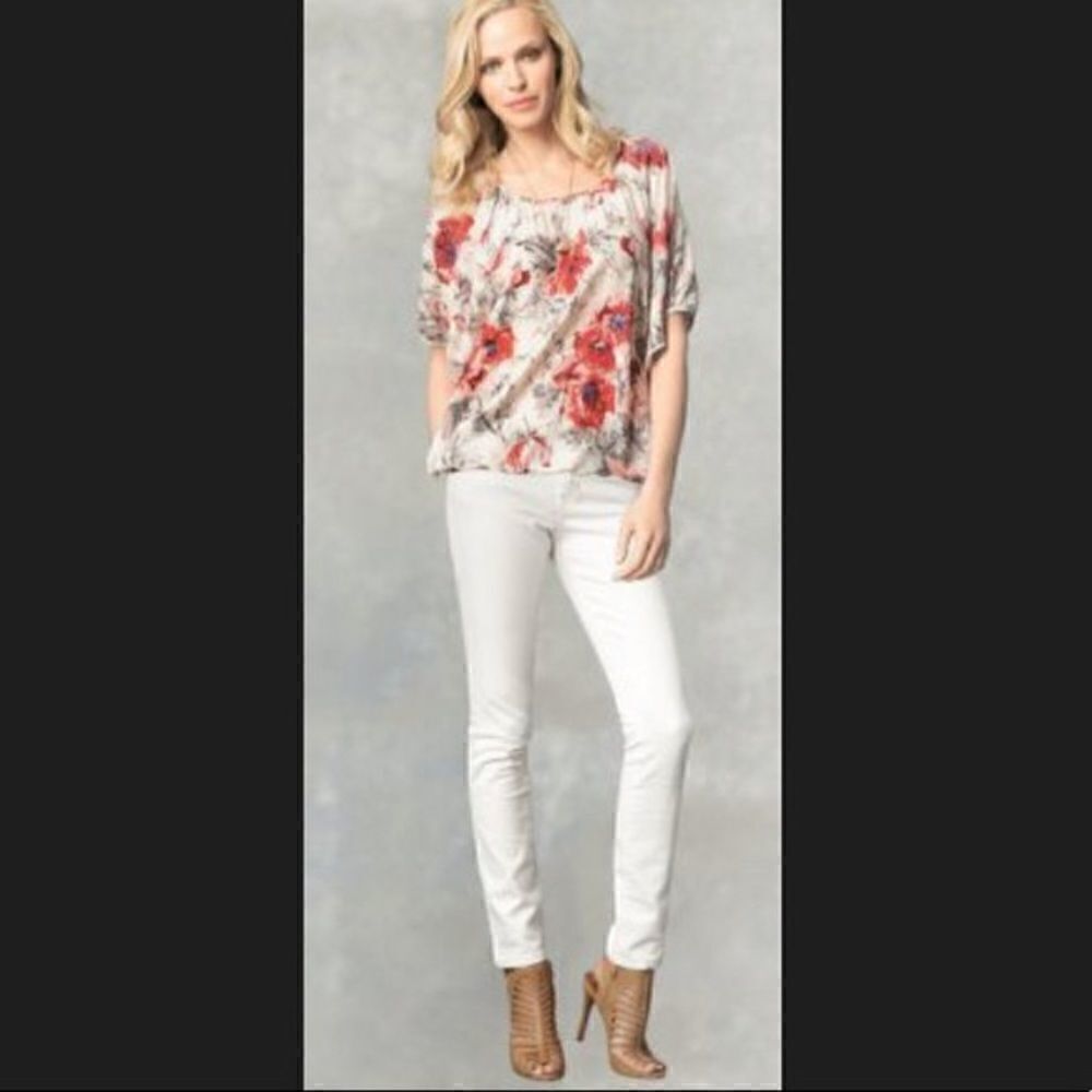 CAbi 399 Gypsy Silk Floral Dolman Sleeve Top